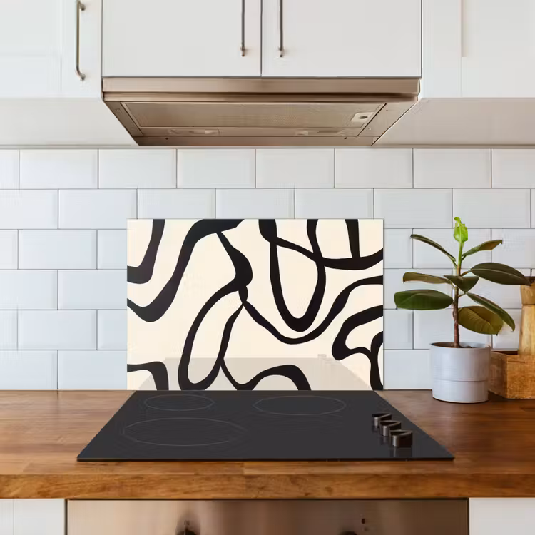 Paraschizzi cucina - Astratto - Linee - Moderno - Beige — 3