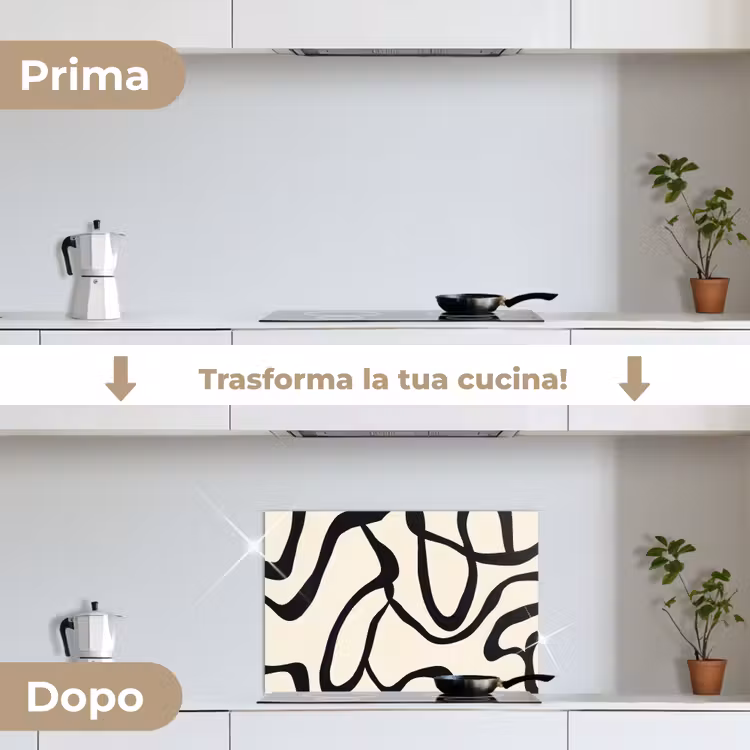 Paraschizzi cucina - Astratto - Linee - Moderno - Beige — 7