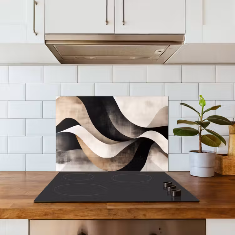 Paraschizzi cucina - Astratto - Onde - Nero - Intemperie — 3