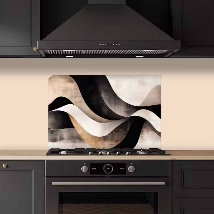 Paraschizzi cucina - Astratto - Onde - Nero - Intemperie — 5