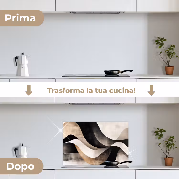Paraschizzi cucina - Astratto - Onde - Nero - Intemperie — 7