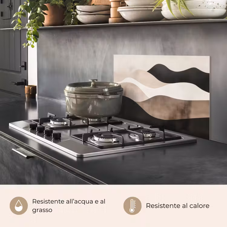 Paraschizzi cucina - Astratto - Paesaggio - Onde - Colore crema — 2