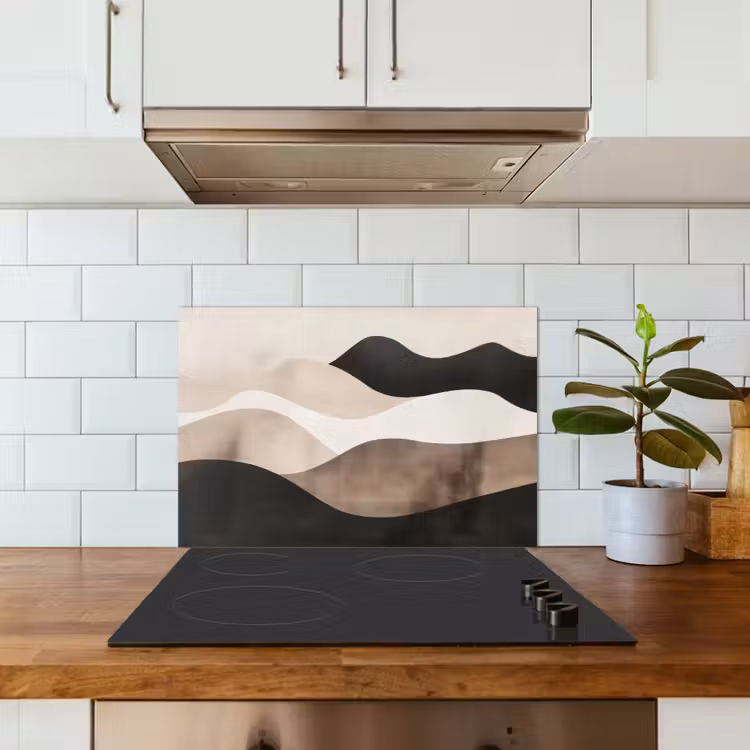 Paraschizzi cucina - Astratto - Paesaggio - Onde - Colore crema — 3