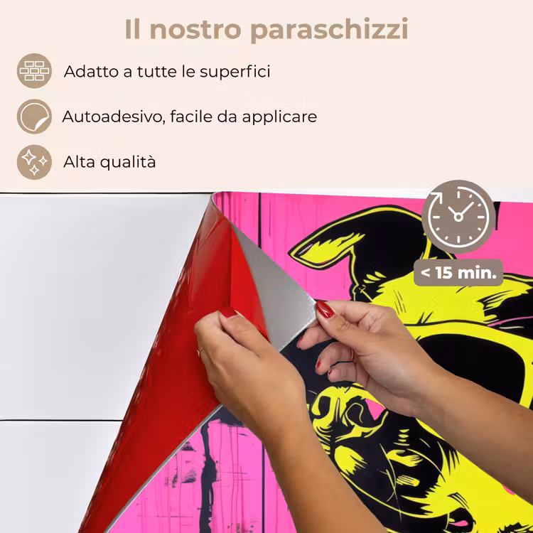 Paraschizzi cucina - Cane - Occhiali da sole - Rosa - Arte — 4