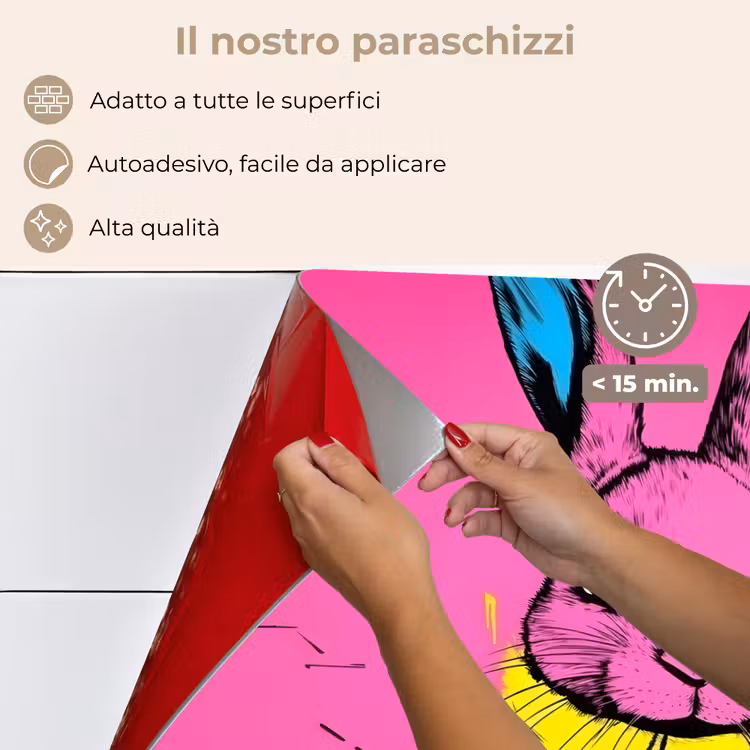 Paraschizzi cucina - Coniglio - Rosa acceso - Sciarpa - Astratto — 4