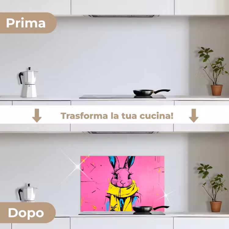 Paraschizzi cucina - Coniglio - Rosa acceso - Sciarpa - Astratto — 7