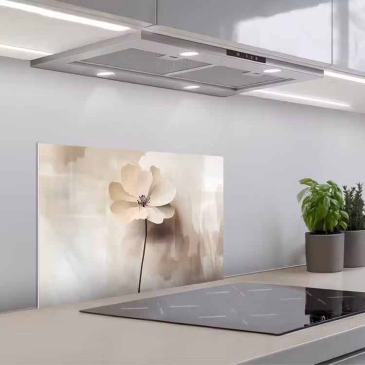 Paraschizzi cucina - Fiore - Beige - Vernice - Ombra — 1