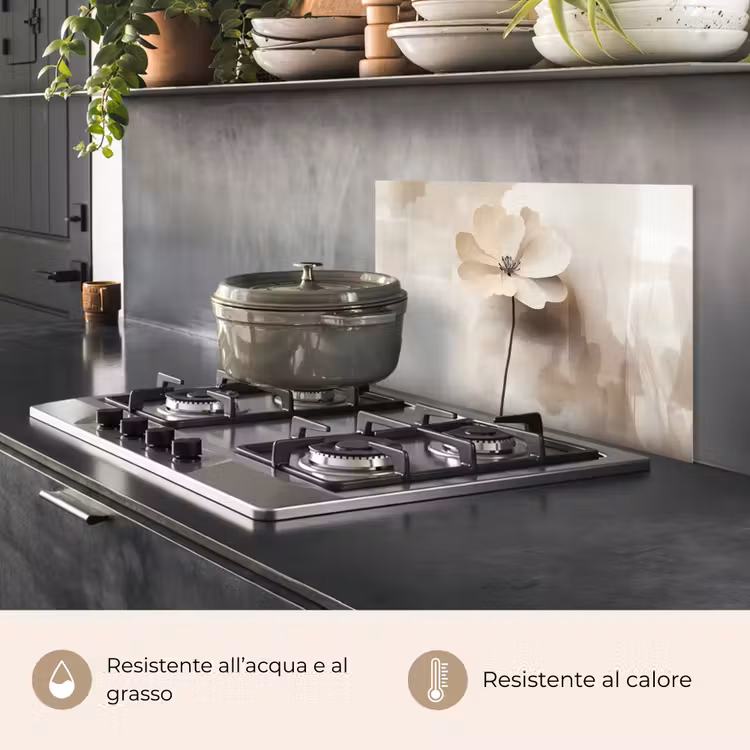 Paraschizzi cucina - Fiore - Beige - Vernice - Ombra — 2