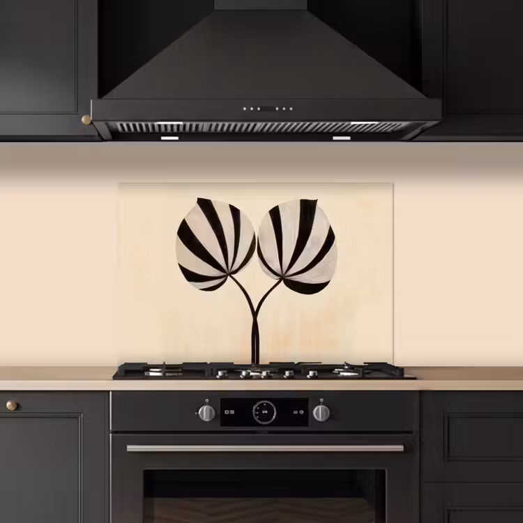 Paraschizzi cucina - Foglie - A righe - Stelo - Beige — 5