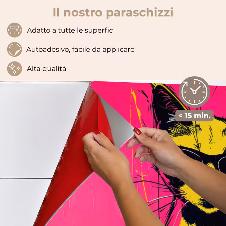 Paraschizzi cucina - Gatto - Arte - Occhiali da sole - Rosa — 4