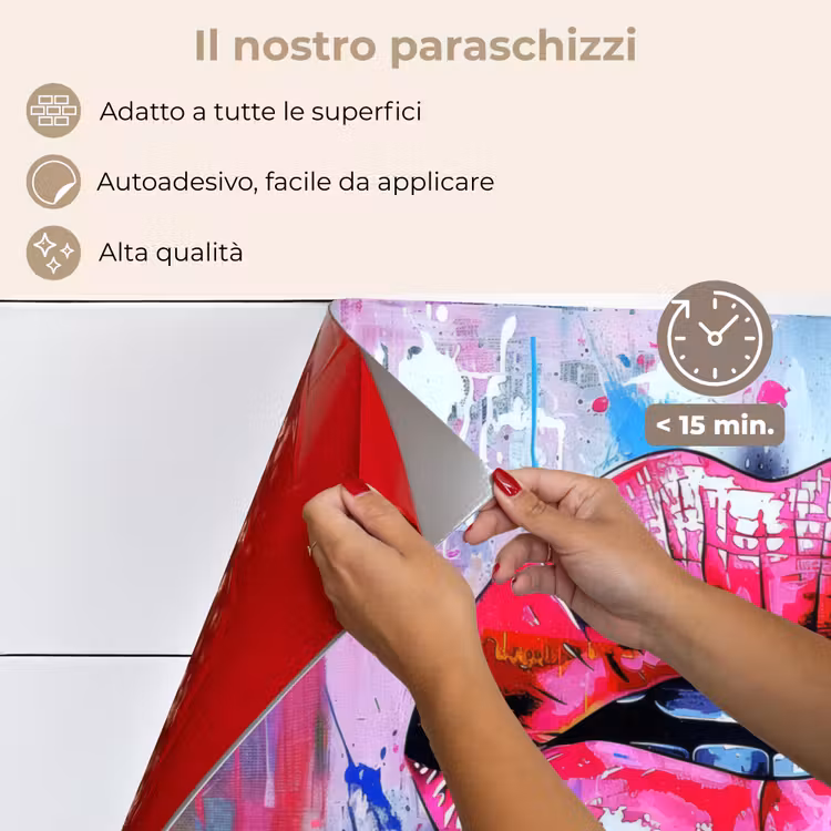 Paraschizzi cucina - Graffiti - Labbra - Rosa acceso - Dipinto — 4