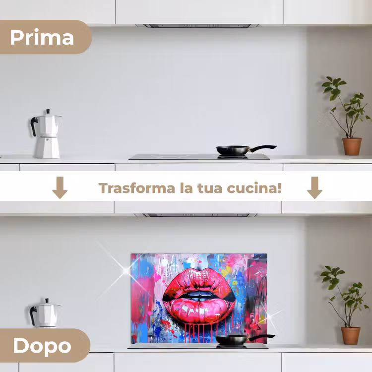 Paraschizzi cucina - Graffiti - Labbra - Rosa acceso - Dipinto — 7