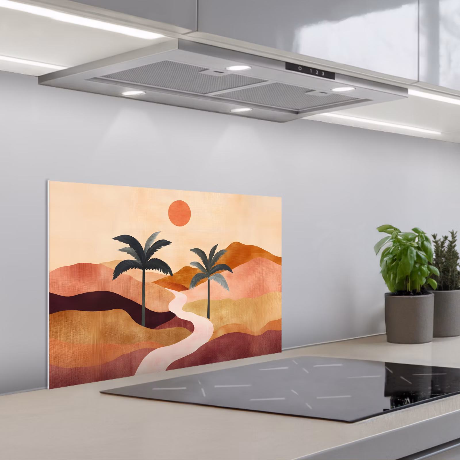 Paraschizzi cucina - Colline - Palme - Astratto — 1