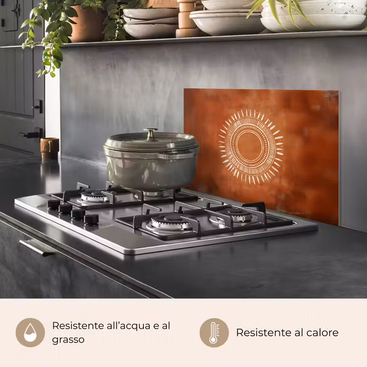 Paraschizzi cucina - Astratto - Linee - Raggi di sole - Marrone rossiccio — 2