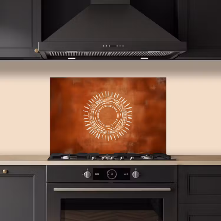 Paraschizzi cucina - Astratto - Linee - Raggi di sole - Marrone rossiccio — 5