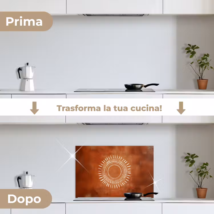 Paraschizzi cucina - Astratto - Linee - Raggi di sole - Marrone rossiccio — 7