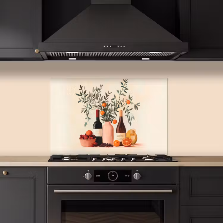 Paraschizzi cucina - Bottiglie di vino - Rami - Arance — 5