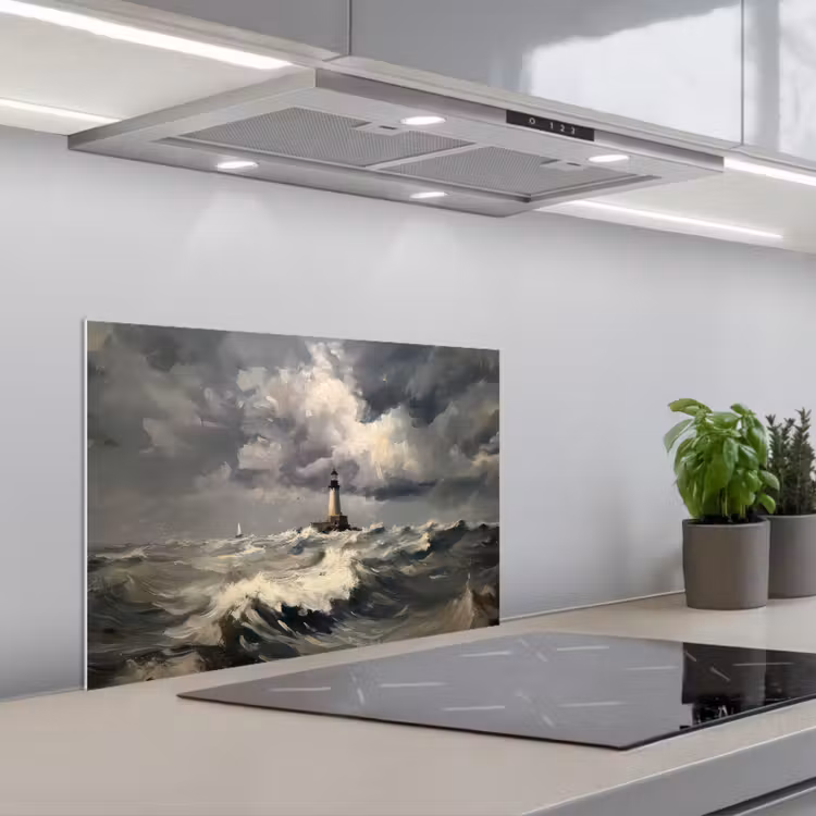 Paraschizzi cucina - Faro - Onde - Tempesta — 1