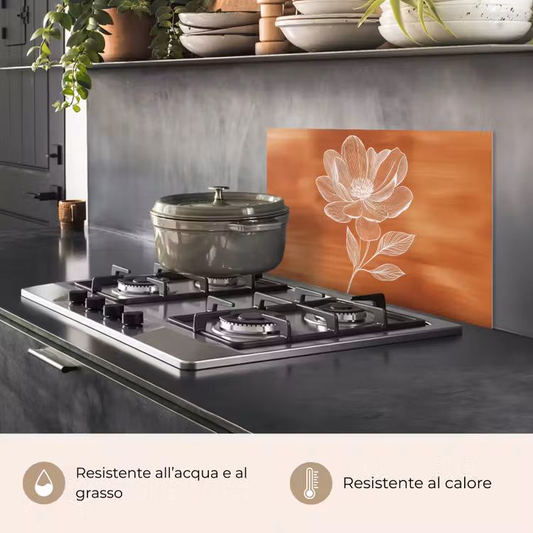 Paraschizzi cucina - Fiore - Minimalista - Bianco — 2
