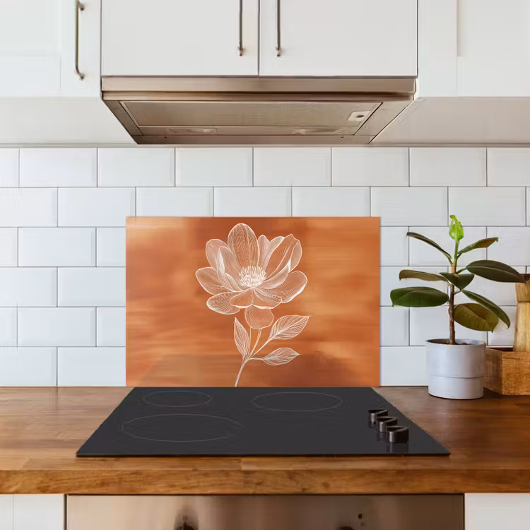 Paraschizzi cucina - Fiore - Minimalista - Bianco — 3