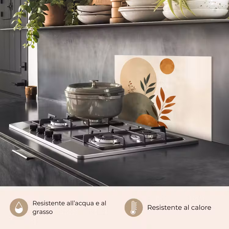 Paraschizzi cucina - Forme - Rotonde - Foglie - Beige — 2
