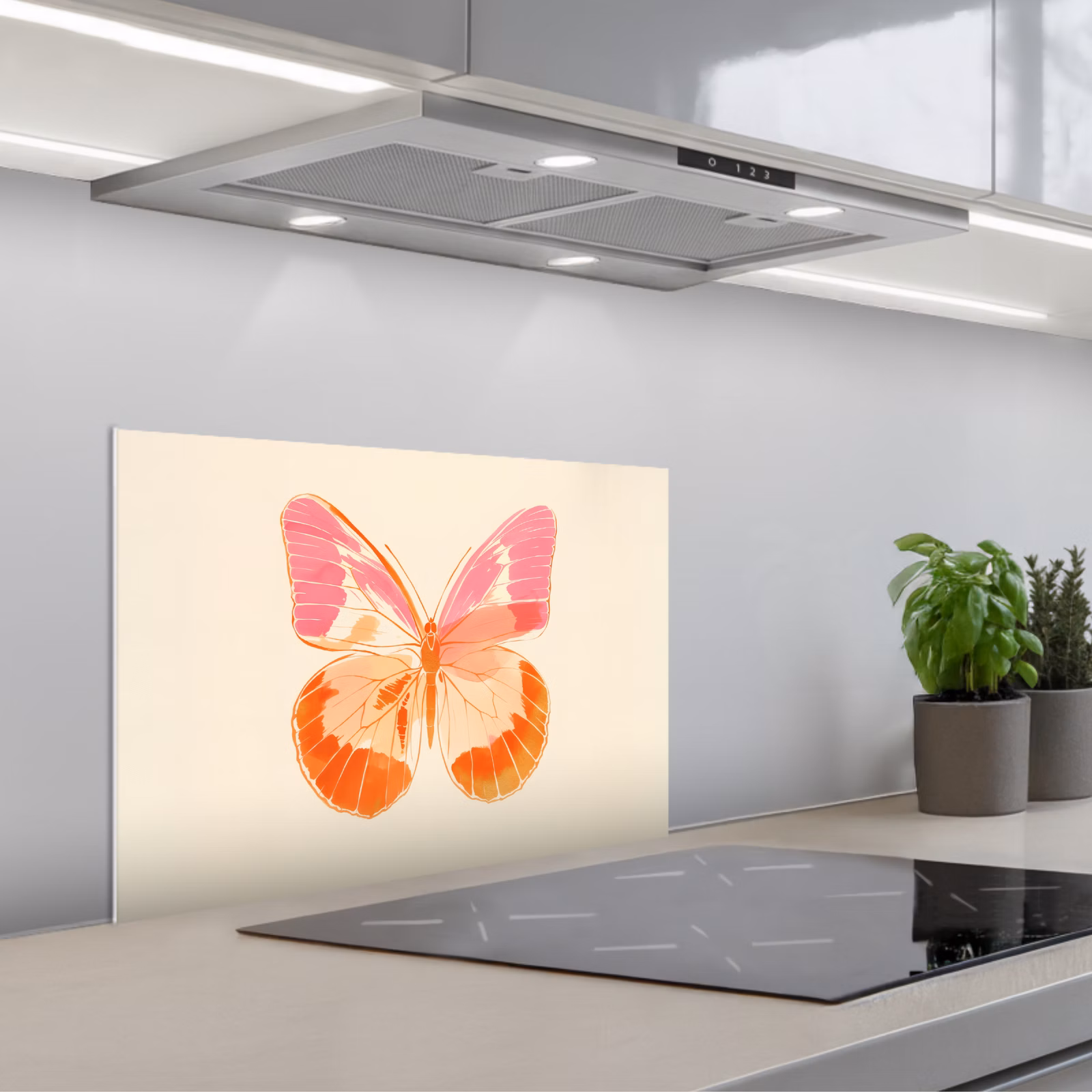 Paraschizzi cucina - Arancione - Farfalla - Minimalista — 1