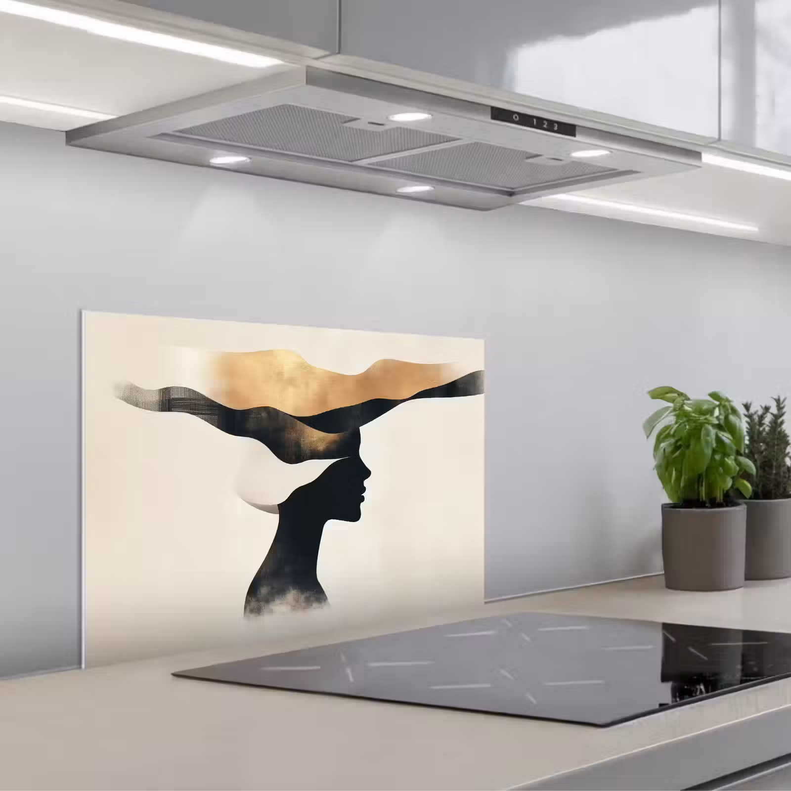 Paraschizzi cucina - Donna - Onde - Nero — 1