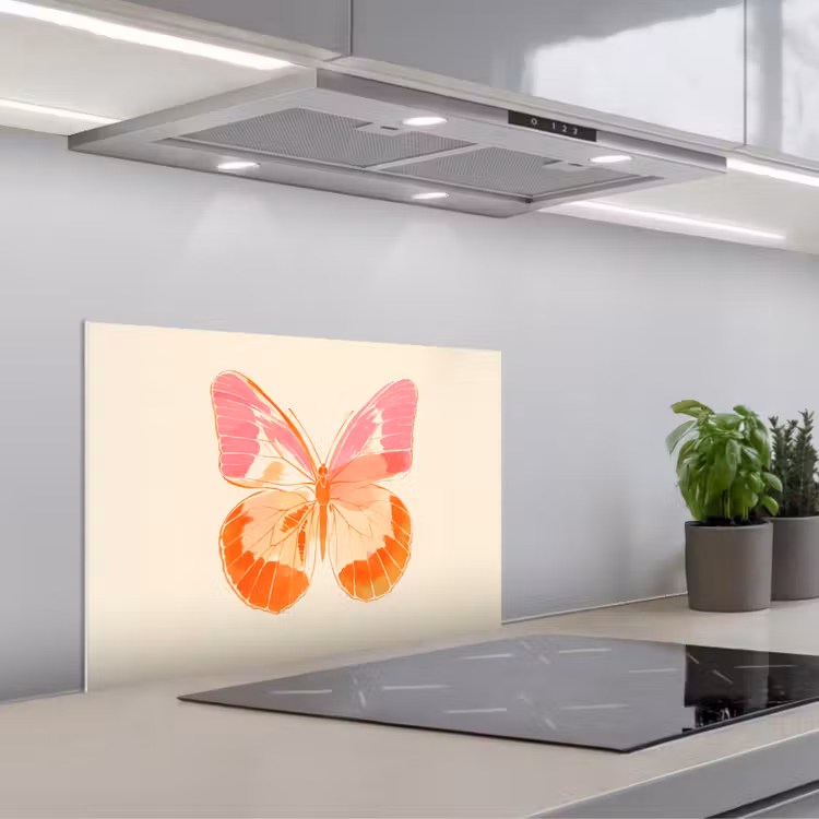 Paraschizzi cucina - Arancione - Farfalla - Minimalista — 1