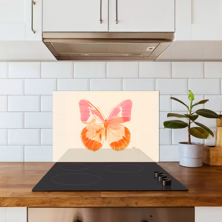 Paraschizzi cucina - Arancione - Farfalla - Minimalista — 3