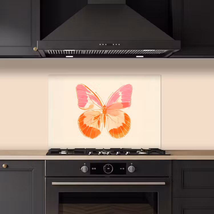 Paraschizzi cucina - Arancione - Farfalla - Minimalista — 5