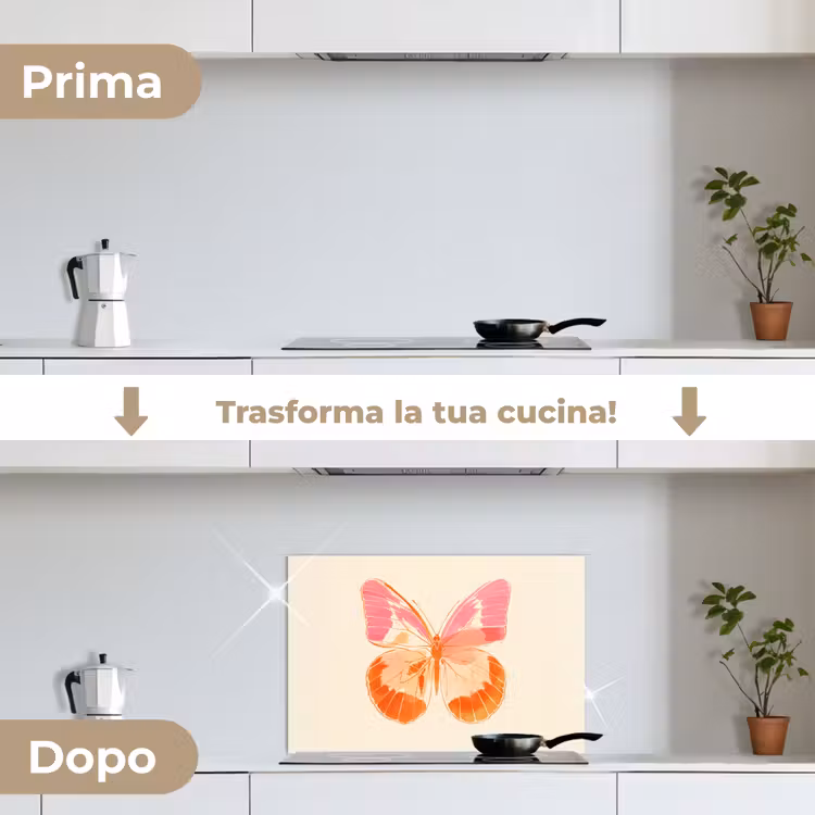 Paraschizzi cucina - Arancione - Farfalla - Minimalista — 7
