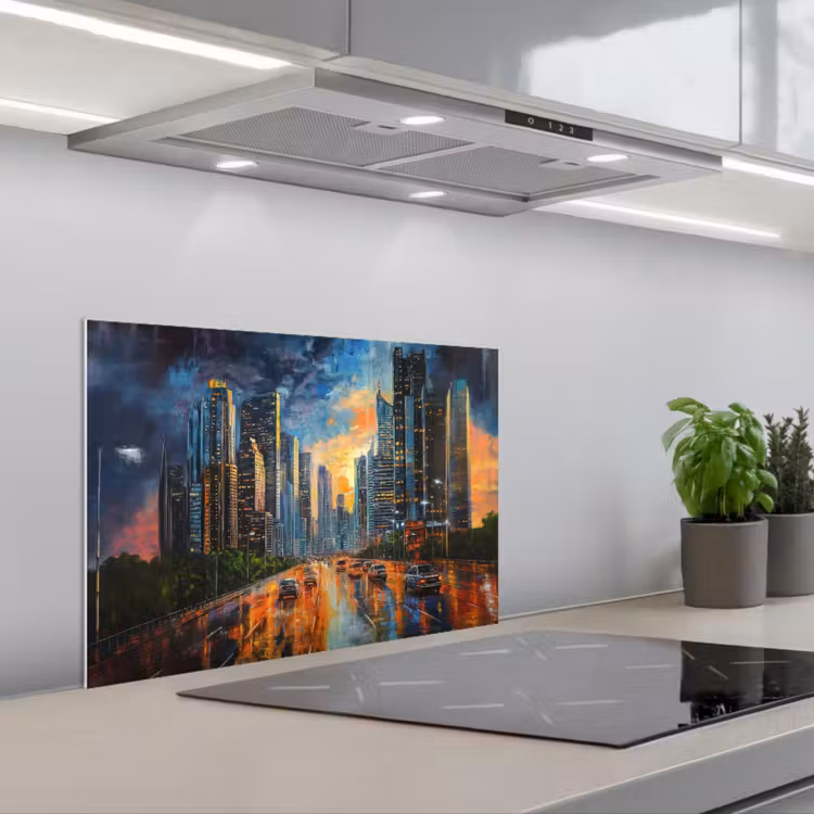 Paraschizzi cucina - Auto - Skyline - Sole - Blu — 1