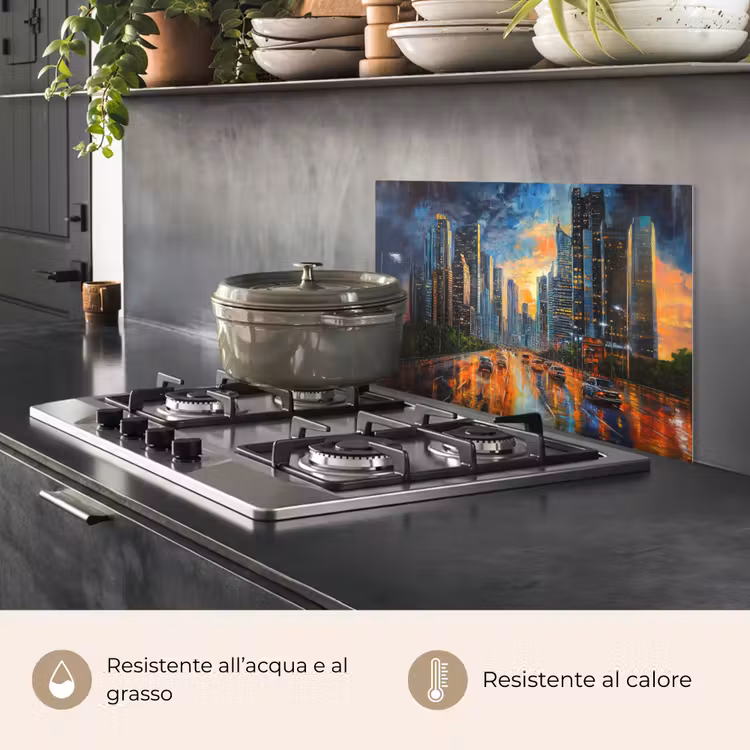 Paraschizzi cucina - Auto - Skyline - Sole - Blu — 2
