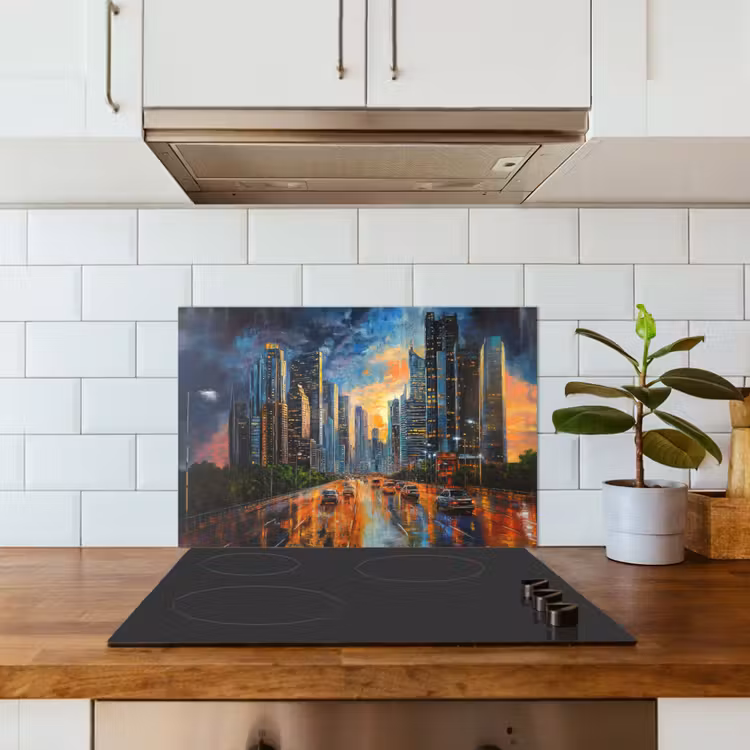 Paraschizzi cucina - Auto - Skyline - Sole - Blu — 3