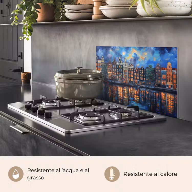 Paraschizzi cucina - Canali di Amsterdam - Case - Città - Colorato — 2