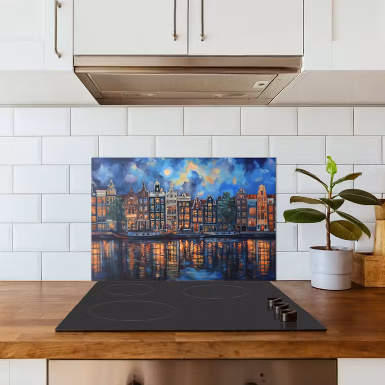 Paraschizzi cucina - Canali di Amsterdam - Case - Città - Colorato — 3