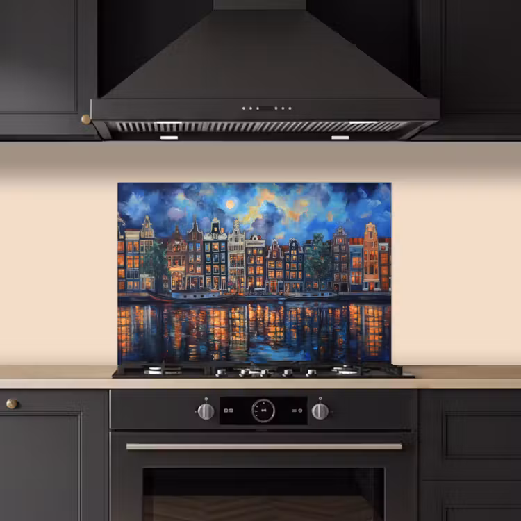Paraschizzi cucina - Canali di Amsterdam - Case - Città - Colorato — 5