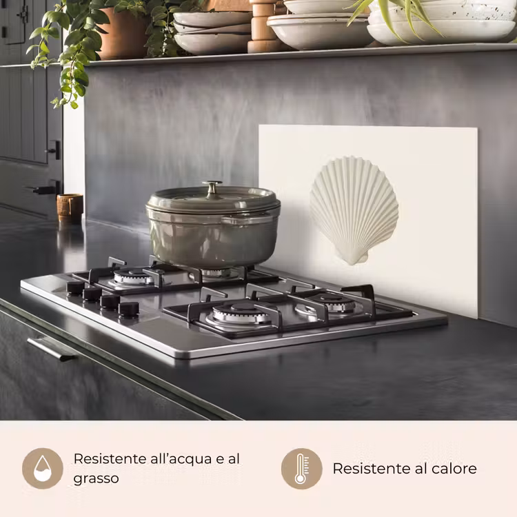Paraschizzi cucina - Conchiglia - Minimalista - Bianco — 2