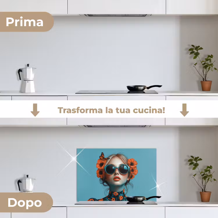Paraschizzi cucina - Donna - Blu - Farfalla - Floreale - Estetica — 7