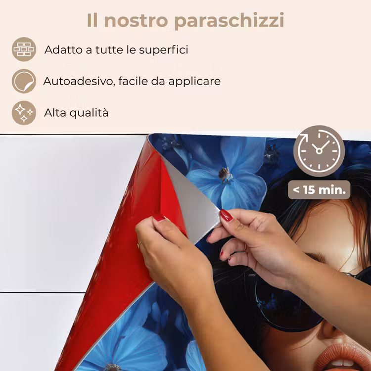 Paraschizzi cucina - Donna - Blu - Fiori - Farfalle - Natura — 4