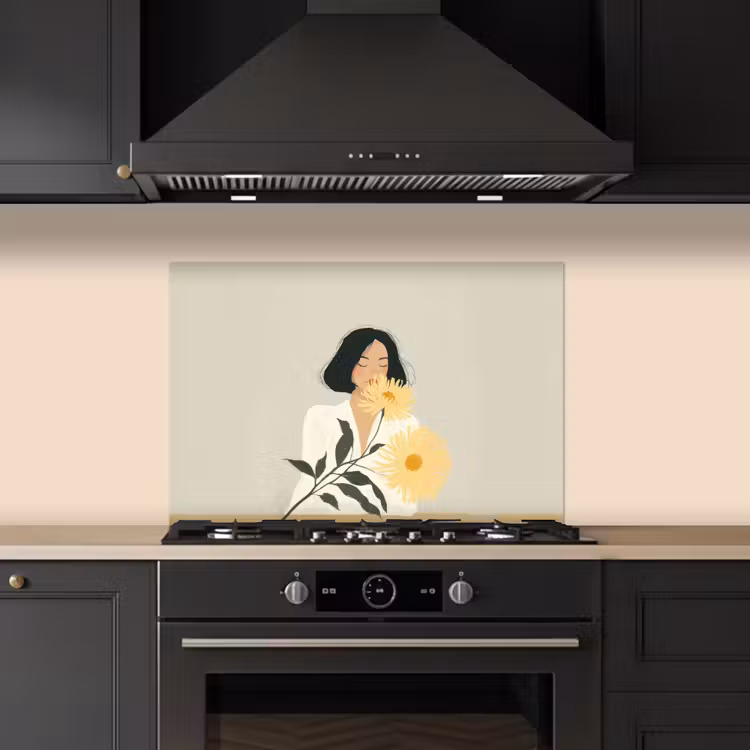 Paraschizzi cucina - Donna - Fiore - Giallo - Minimalista — 5