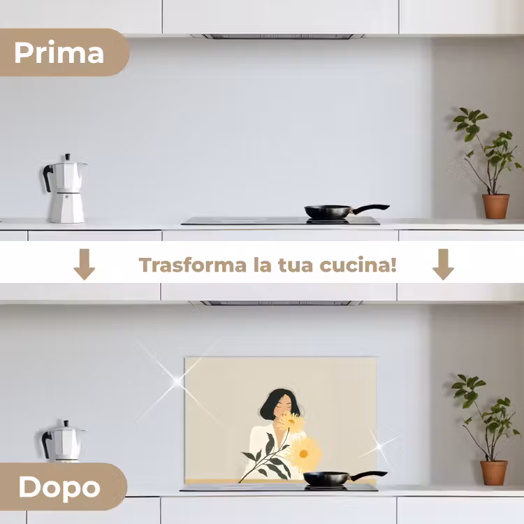Paraschizzi cucina - Donna - Fiore - Giallo - Minimalista — 7