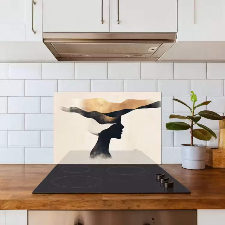 Paraschizzi cucina - Donna - Onde - Nero — 3