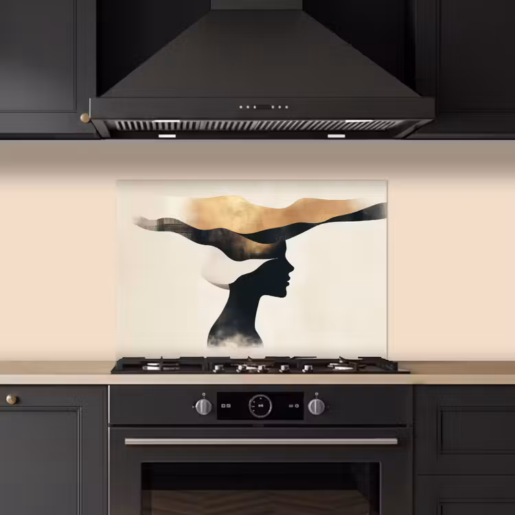 Paraschizzi cucina - Donna - Onde - Nero — 5