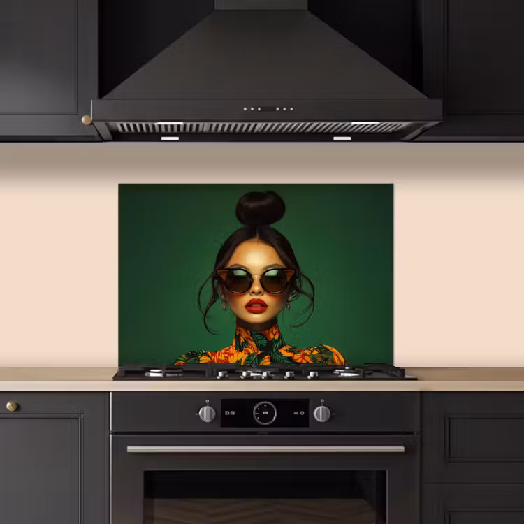 Paraschizzi cucina - Donna - Verde - Moderno - Occhiali - Astratto — 5