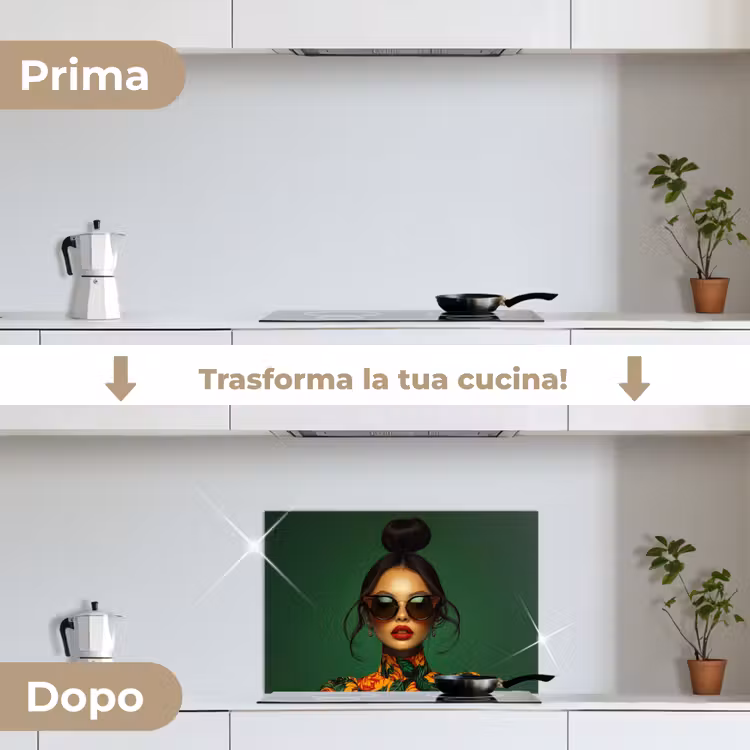 Paraschizzi cucina - Donna - Verde - Moderno - Occhiali - Astratto — 7