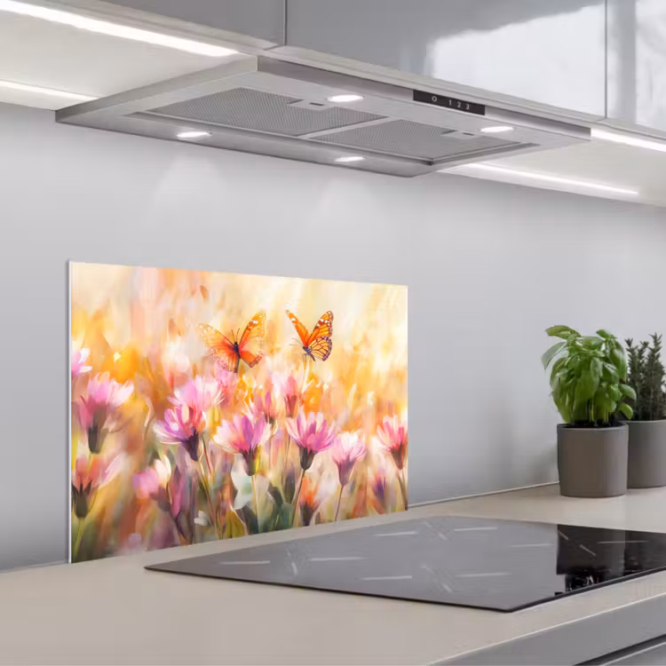 Paraschizzi cucina - Farfalle - Arancione - Fiori — 1