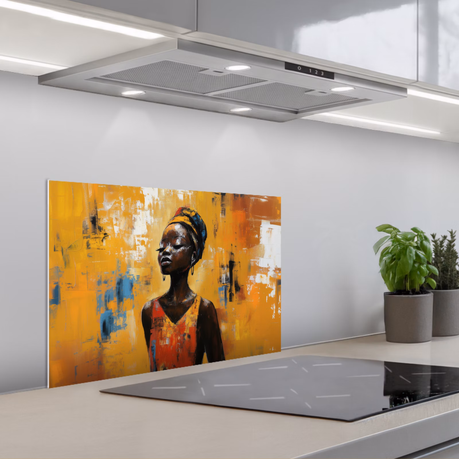Paraschizzi cucina - Donna - Occhi - Pennellate - Giallo — 1
