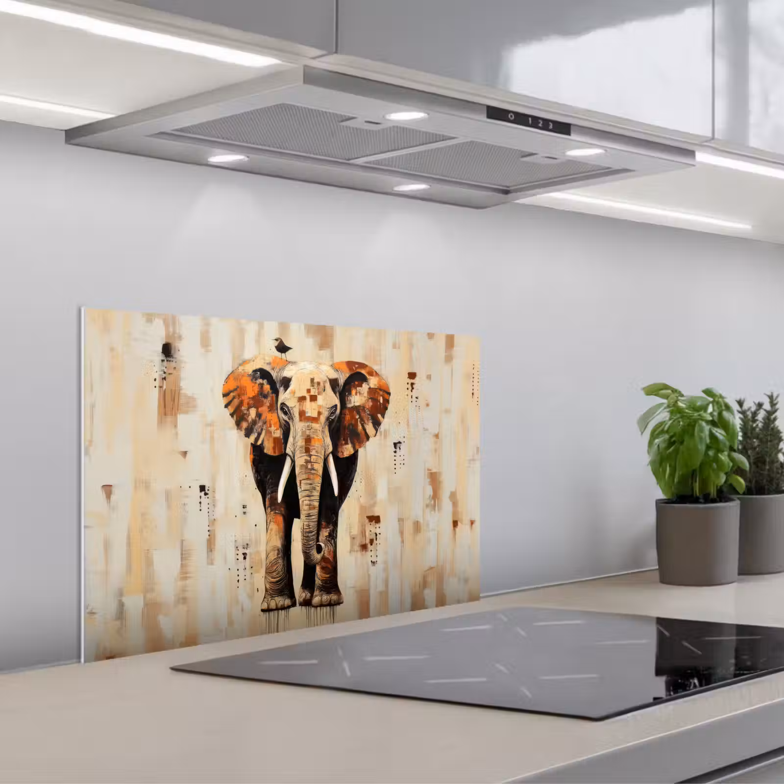Paraschizzi cucina - Elefante - Tronco - Mosaico - Astratto — 1
