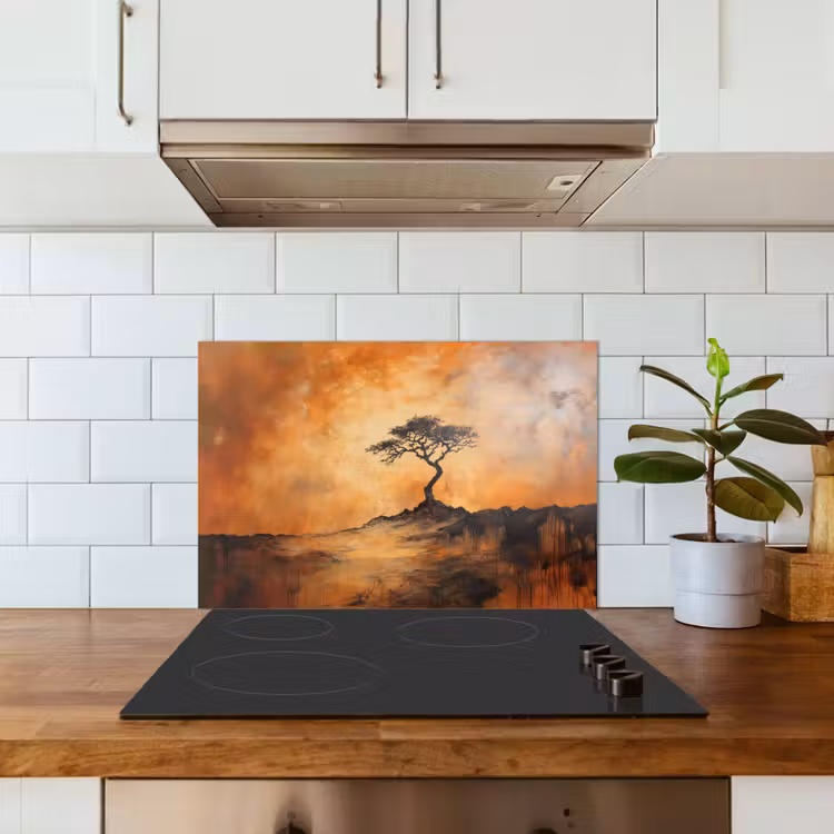 Paraschizzi cucina - Albero - Paesaggio - Arancione — 3